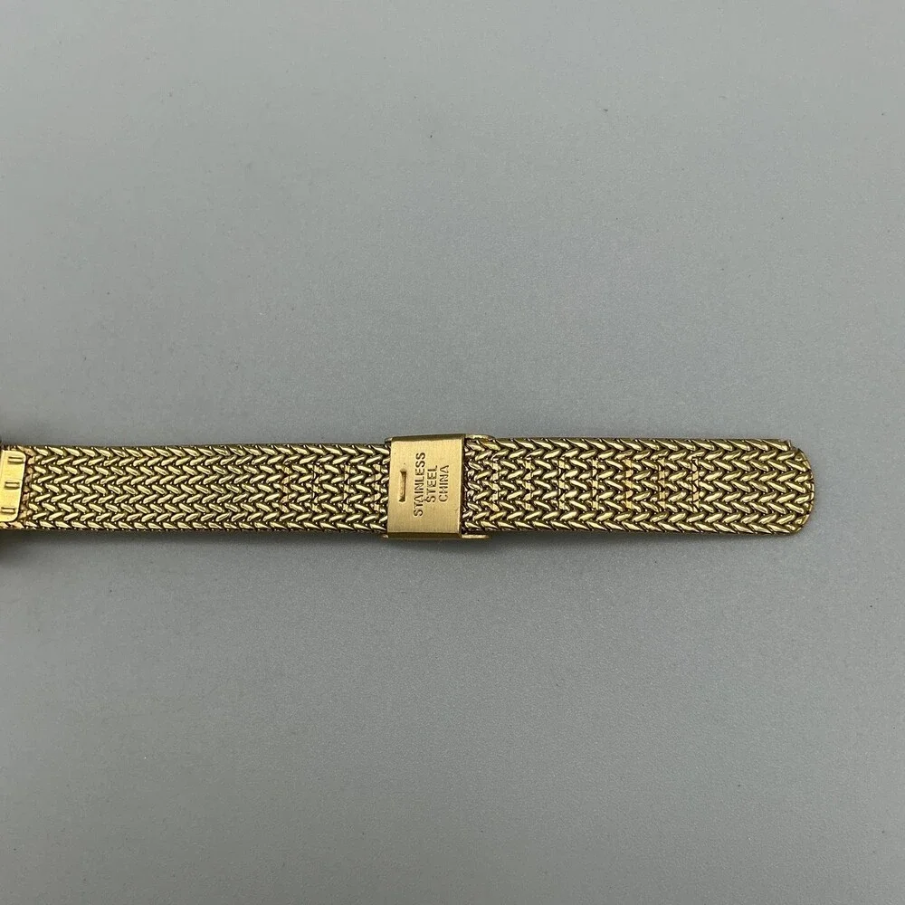 Elgin Womens Watch 35mm Champagne Dial Gold Crystals Mesh Band New Battery